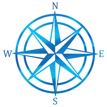 Illustration Blue Compass Rose Vector Icon : image vectorielle de stock  (libre de droits) 1345366880