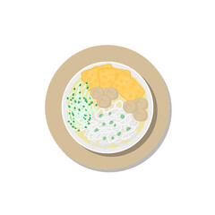 Indonesian traditional boiled noodles. This image is suitable for food advertisement design.