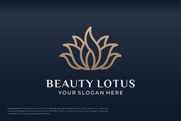 Beauty spa logo template, lotus flower illustration for health & wellness business