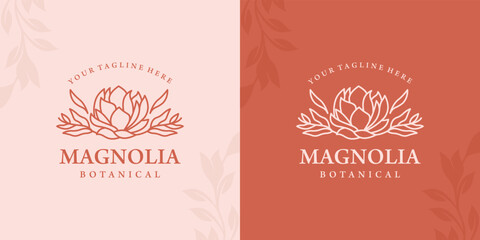 magnolia flower line luxurious logo design inspiration © Fahmiy