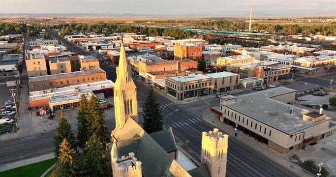 Aerial View Midwestern City Skyline Laramie Wyoming 4K UHD