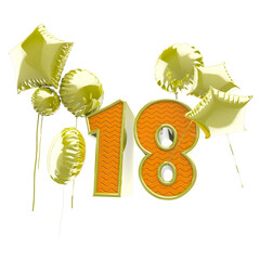 3D rendering Anniversary Birthday invitation template with realistic balloons