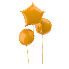 3d render of colorful balloons on transparent background