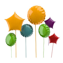 3d render of colorful balloons on transparent background