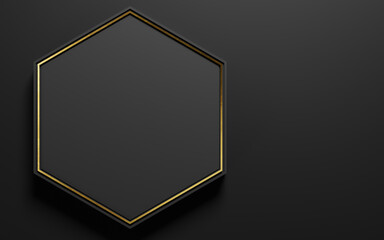 Copy space hexagon background. Cosmetics or beauty product promotion mockup. Natural rough silver grey, step pedestal. Trendy minimalist banner, 3D rendering.