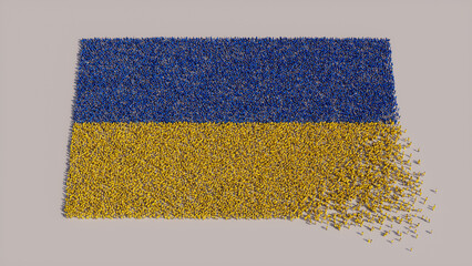 Ukrainian Flag formed from a Crowd of People. Banner of Ukraine on White.