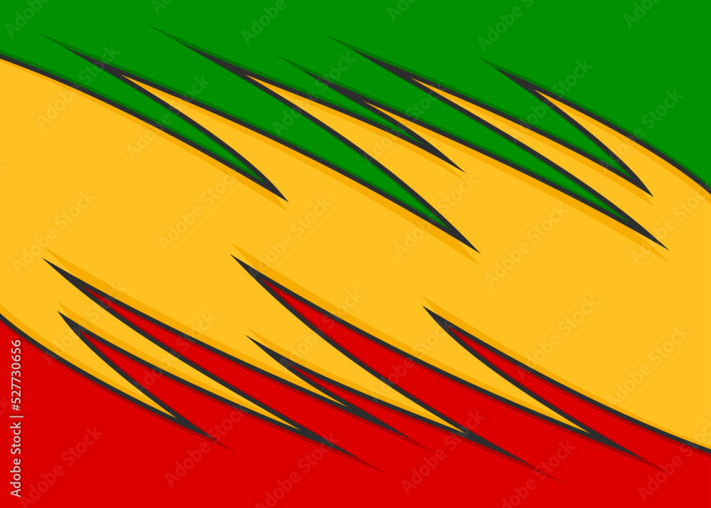 Poster abstract background with spikes pattern and with jamaican color theme