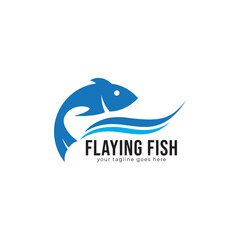 icon of flying fish with waves