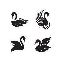 silhouette Swan Flapping wings logo