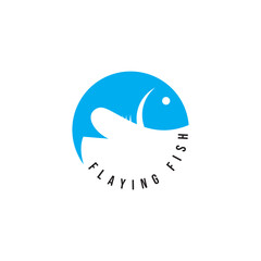 icon of flying fish with waves
