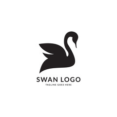 silhouette Swan Flapping wings logo