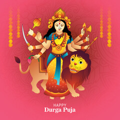 Illustration of goddess happy durga puja subh navratri background