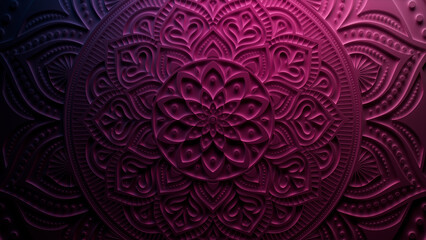 Diwali Concept featuring a Purple 3D Mandala Pattern. Celebration Wallpaper. 3D Render.