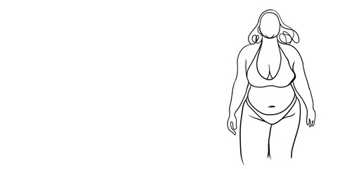 A minimalist one-line art depicting a woman in a bikini, capturing the beauty of simplicity in black and white