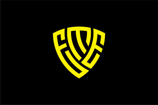 EME creative letter shield logo design vector icon illustration