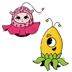 Set of two monster kids vector characters