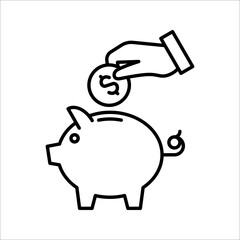 piggy bank icon. Piggy Bank Related Vector Line Icon. vector illustration on white background. eps 10