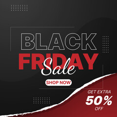 black friday sale banner background in red and black color for social media post
