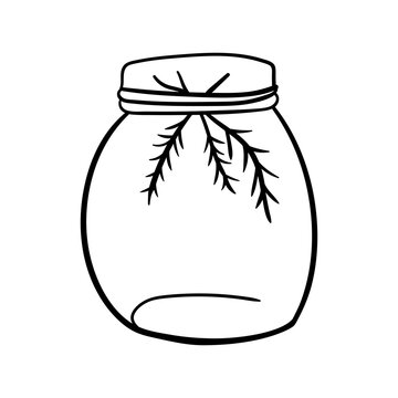 recommend clip art: Hand Drawn Mason Jar. Sketch Jar with ribbon. Vector outline doodle illustration isolated on white