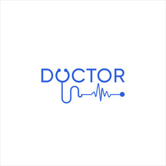 doctor stethoscope logo with pulse vector