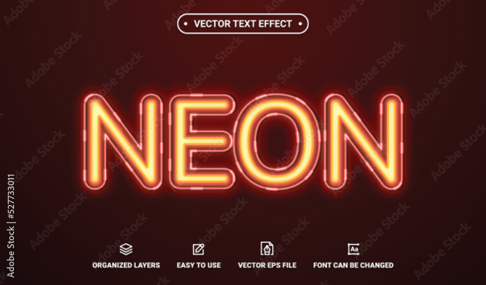 Wall mural neon editable vector text effect.