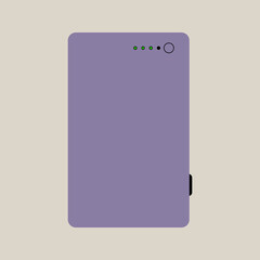 Purple Powerbank vector illustration, modern smartphone 