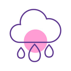 Colorful Rain in clouds outline vector illustration