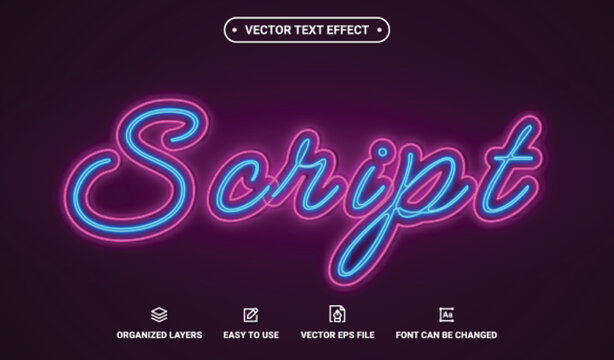 Neon Script Editable Vector Text Effect.