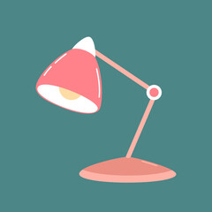 Table lamp icon for desk, bedroom and hallway. Home and office lighting. Interior design elements. Flat vector cartoon illustration, clipart.