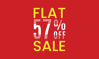 flat 57 percent off sale, flat 57 percent vector typography, abstract 57 percent discount