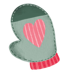 Hand Drawn christmas glove in chalk style illustration on transparent background