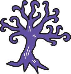 Hand Drawn halloween tree illustration on transparent background