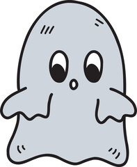 Hand Drawn cute ghost halloween illustration on transparent background