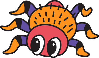 Hand Drawn cute spider illustration on transparent background