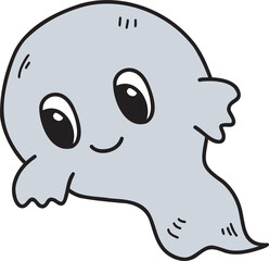Hand Drawn cute ghost halloween illustration on transparent background