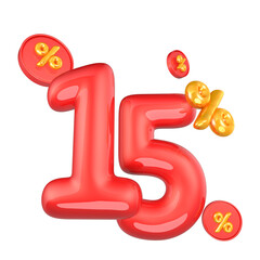 Discounts 15percent off  text 3d rendering