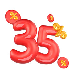 Discounts 35percent off text 3d rendering