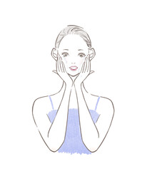 洗顔する女性のイラスト	