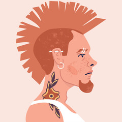 Avatar of man of different cultures and nationalities. Human profile portrait.

