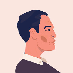 Avatar of man of different cultures and nationalities. Human profile portrait.
