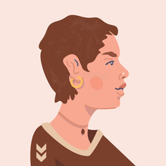 Avatar of woman of different cultures and nationalities. Human profile portrait.