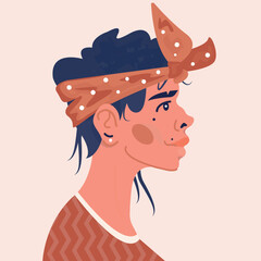 Avatar of woman of different cultures and nationalities. Human profile portrait.