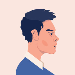 Avatar of man of different cultures and nationalities. Human profile portrait.
