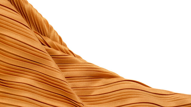 Gold color febric texture isolated on white background.