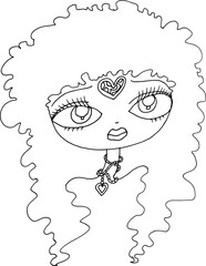 black and white Beauty Hair Pattern Design vector drawing	
