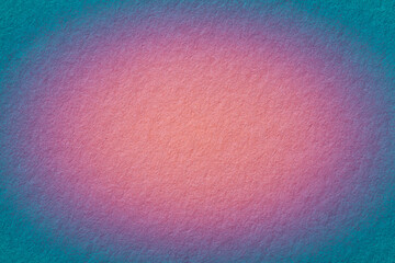 Texture of old pink paper background, with dark cerulean holographic gradient frame, macro.