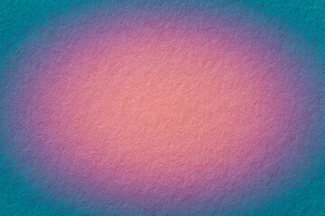 Texture of old pink paper background, with dark cerulean holographic gradient frame, macro.