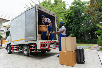 Professional goods move service use truck carry personal belongings door to door transport delivery...