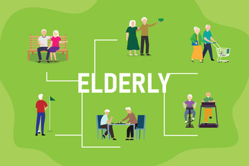 Elderly activities 2d vector illustration concept for banner, website, illustration, landing page, flyer, etc.