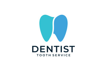 Flat blue dental logo design vector